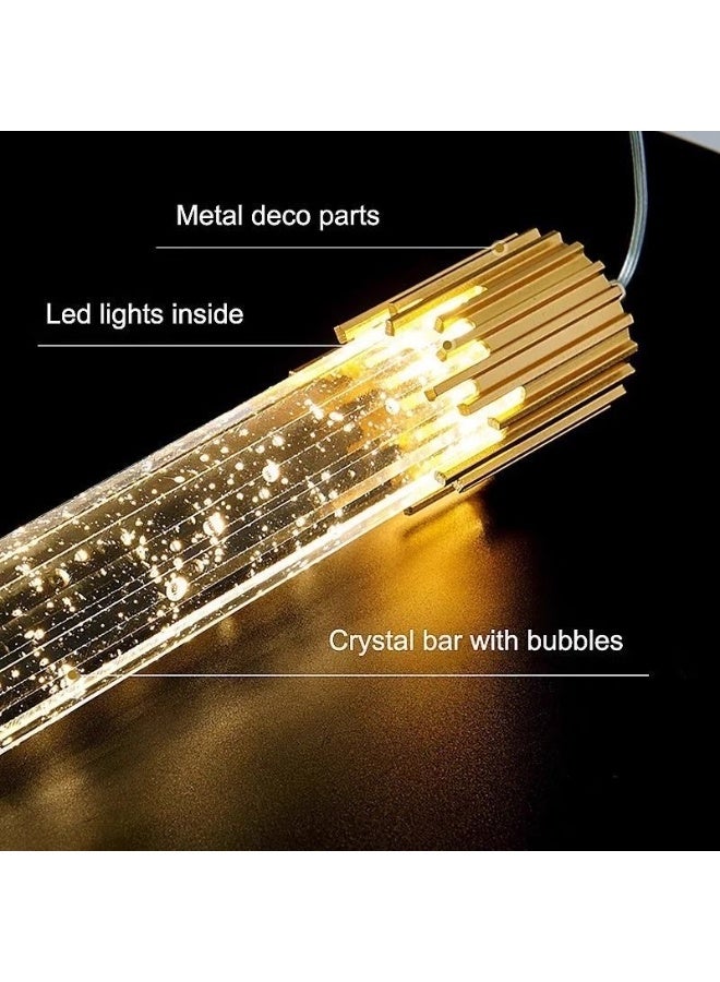 روعة ثريا كريستالية ذهبية حديثة، مصباح جزيرة كريستالي ثلاثي الألوان LED، مصباح معلق ذهبي قابل للتعديل، مصباح معلق بلوحة، مناسب لغرف المعيشة وغرف النوم وغرف الطعام (عبوة واحدة) - Image 4